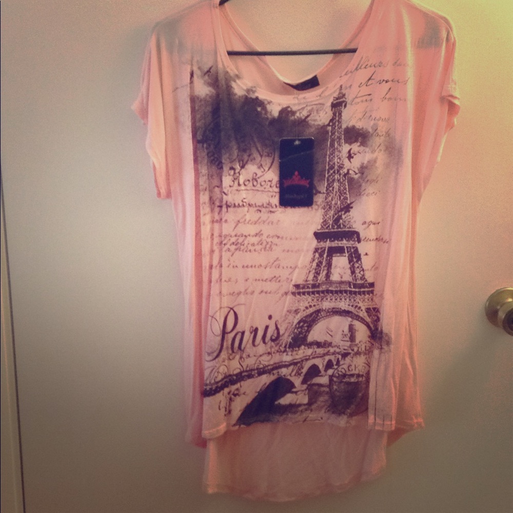 Paris pink high low shirt